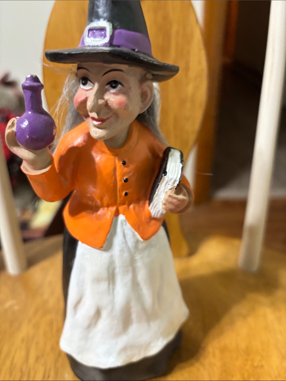 Hand-Painted Witch Figurine - Orange, White & Black Home Accent - Picture 3 of 5